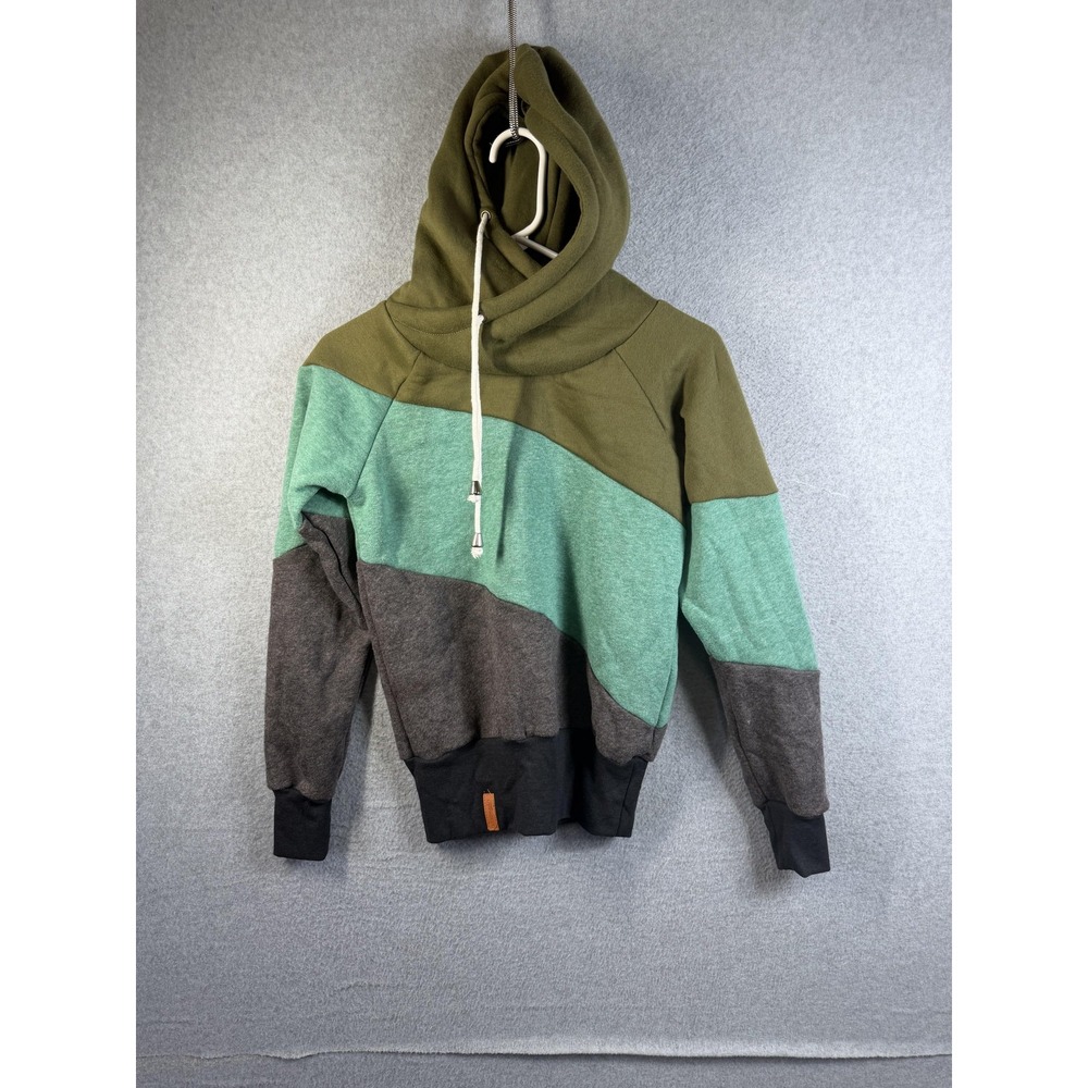 Lonelyshow Hoodie Mens Small Multicolor Pullover Fleece Striped High Neck